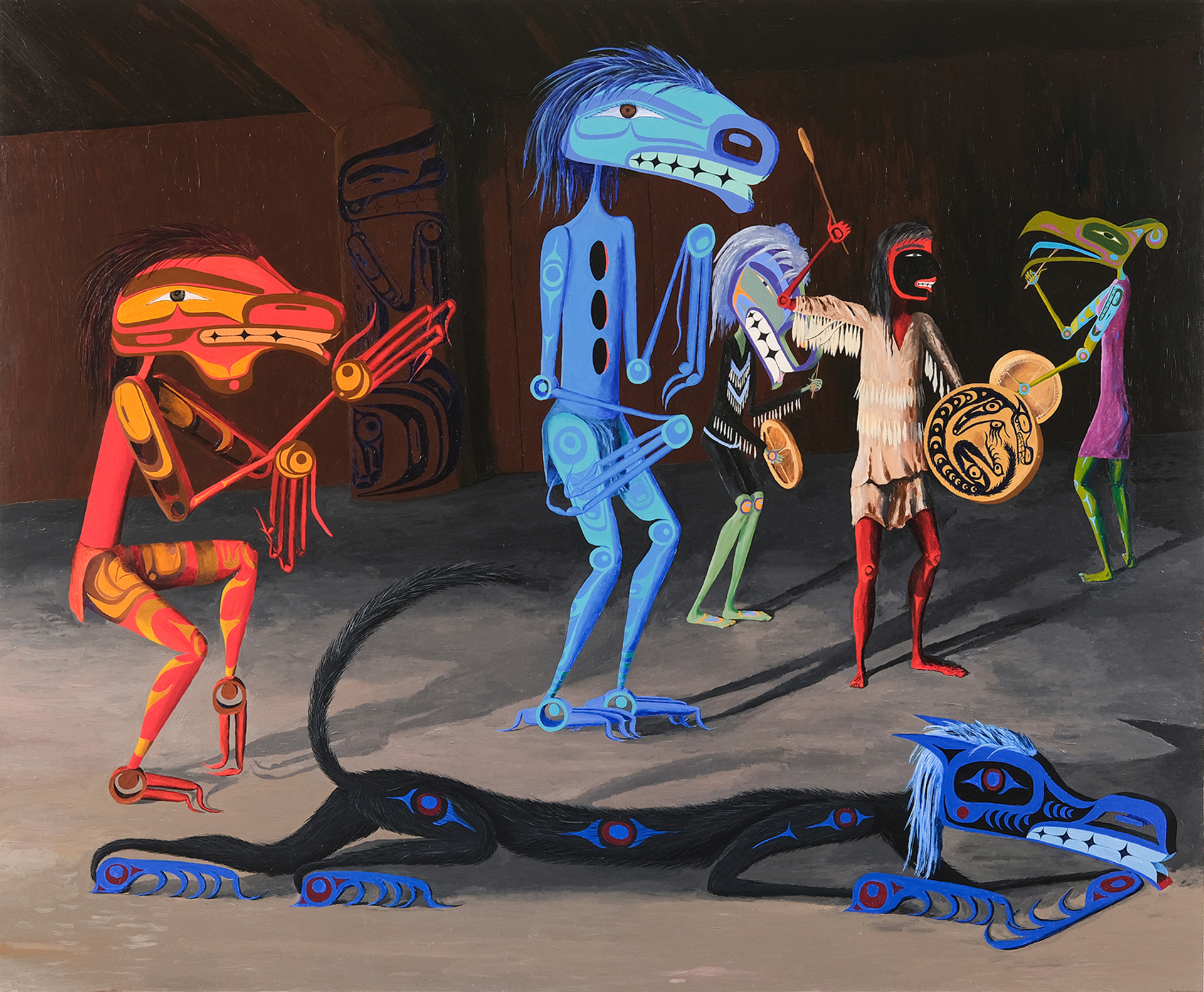 Rainy Cowichan Winter Ceremony in the Longhouse, 2004